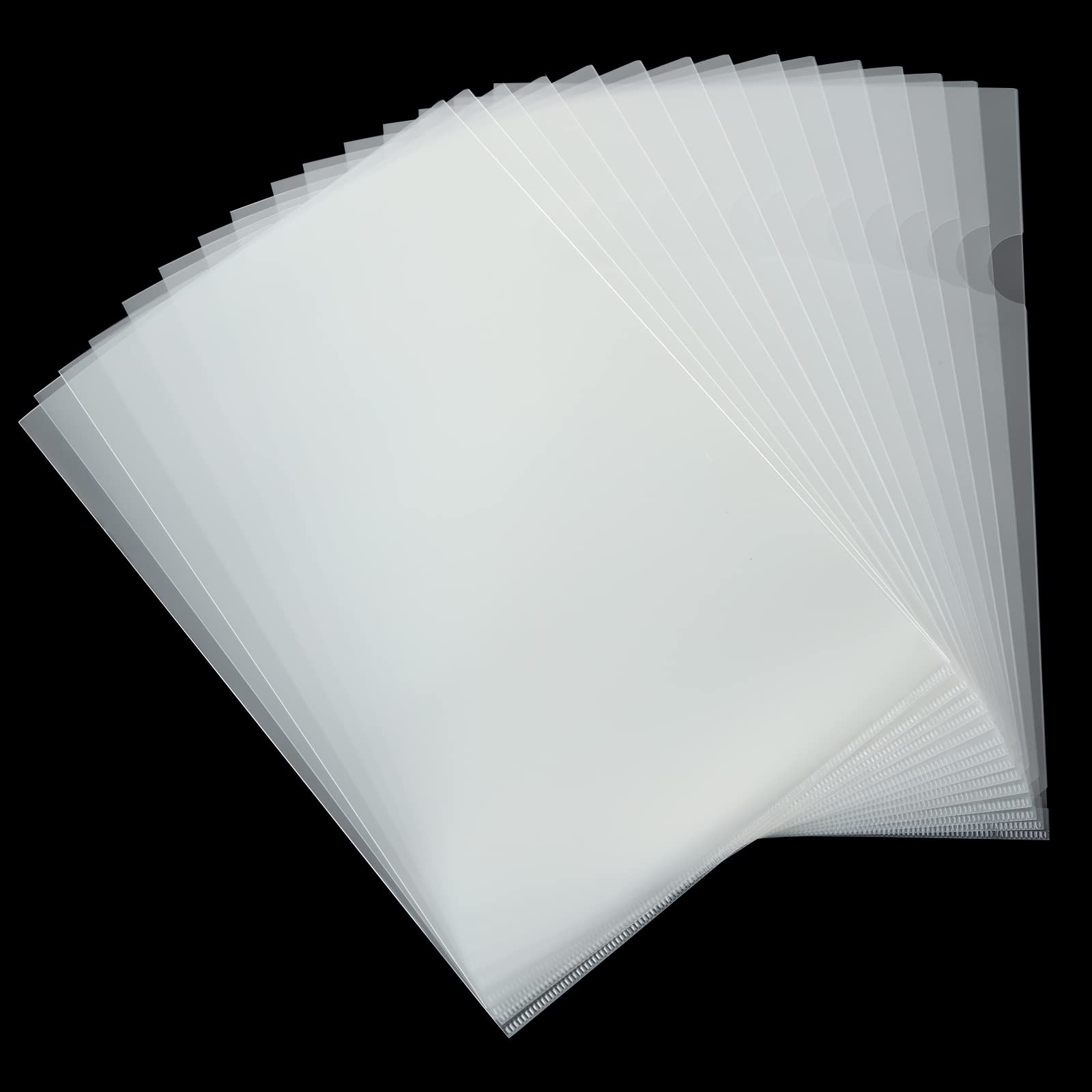 YAYODS 60PCS Transparent A4 Cut Flush Folders, Clear Open Top and Side Cut Flush File Wallet, L-Type Report File Project Presentation Covers, A4 Plastic Sleeves for Paper Storage and Classification