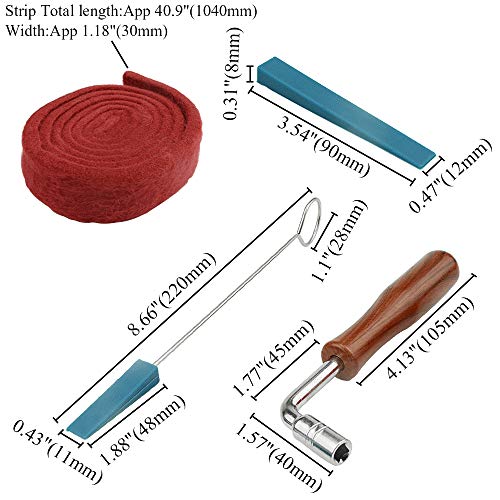 XLX Piano Tuning Fixing Tool 1pcs Tuning Wrench Hammer+ 2pcs Rubber Mute +2pcs Mute Handle + 1PCS Red Tapes Felt Strip Temperament Block Strip Piano Instrument Repair Tool - Thumbnail 6