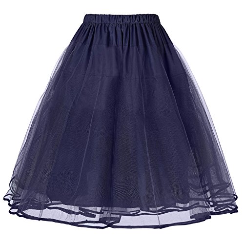 JS Fashion Vintage Dress Ladies Vintage Half Slip Crinoline Underskirt Navy Blue S