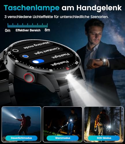 Reloj Inteligente Hombre 2026 con Llamada, Gran pantalla HD de 1,7'' con Batería de 800 mAh, Luz LED, Mide Sueño y Ritmo Cardíaco, 100+ Modos Deportivos, Smartwatch IP68 para Android e iOS, Negro-Rojo