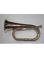 Musical Instruments: Brass copper army military bugle mouthpiece silver finish with case fastship cornet - Queen Brass