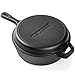 Pre-Seasoned Cast Iron 2-In-1 Combo Cooker - 3.2 Quart Heavy Duty Dutch Oven & Skillet Lid Set - Oven Safe Non-stick Cookware Set Use As Dutch Oven and Frying Pan - Perfect for Indoor and Outdoor Use
