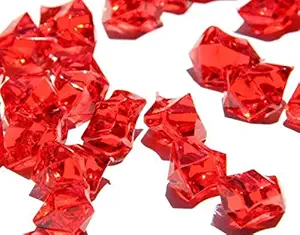Homeneeds Inc Ice Rock Crystals Treasure Gems for Table Scatters, Vase Fillers, Event, Wedding, Birthday Decoration Favor, Arts & Crafts (1 lb. Bag) (Ruby RED)