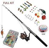 Carbon Fiber Pen Fishing Rods and Spinning Reel Combos Mini Pocket Size Pole 39 Inches and 55 inches with Hooks Lures Floats Line in Tackle Box Full Kit