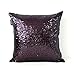 AMAZLINEN(TM Decorative Glitzy Sequin & Comfy Satin Knit Pillow Cover 18 x 18 Pillow Covers,Hidden Zipper Design(Eggplant)