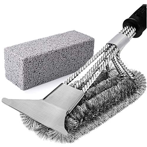 Grill Griddle Cleaning Brick Block & Brush, Bristle Free Grill Cleaning