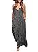 Exlura Women Casual Boho Strappy Polk Dot Ethnic Prints Maxi Dress Black X-Large