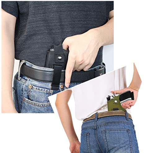 2 Pack Gun Holsters, Gun Holster, Inside Outside Waistband Holster for Pistols, IWB Belt Holster for Right & Left Hand, Fits Subcompact Compact Full Size Pistols (Green)