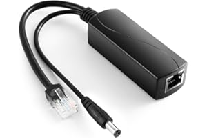 Gigabit PoE Splitter 48V to 12V 2A, 5.5x2.5mm DC IEEE 802.3af/at Standard Power Over Ethernet Splitter Adapter for Security I