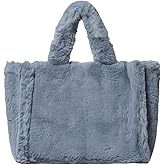 Women Tote Bag Fluffy Faux Fur Handbags Large Capacity Shopping Shoulder Bag Furry Clutch Handbag