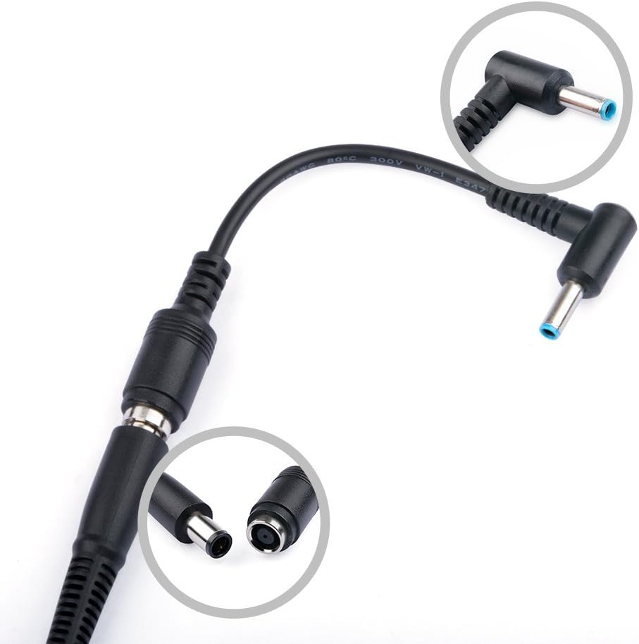 Ac Power Cord Charger Laptop Adapter Tip Connector Converter for HP Stream Spectre Pavilion Envy EliteBook Split Chromebook EliteBook Folio Female 7.4x5.0mm to 4.5x3.0mm