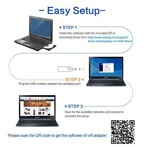 Wireless USB Wifi Adapter 300mbps Wireless N 2.4 Ghz for PC, Desktop, Laptop, Support Windows 10,Windows 8/8.1, Windows 7, Win XP/ Vista, Mac OS 10.4-10.14