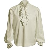 Bbalizko Mens Pirate Shirt Vampire Renaissance Victorian Steampunk Gothic Ruffled Medieval Halloween Costume Clothing