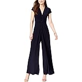 Vince Camuto Womens Short Sleeve V-neck Twist Front Summer Jumpsuit