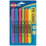 Avery Hi-Liter Pen-Style Highlighters, Smear Safe Ink, Chisel Tip, 6 Assorted Color Highlighters (23565)