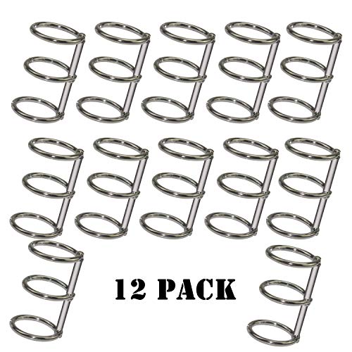 WeiMeet 12 Pieces Metal Loose Leaf Binders 3 Ring Nickel Plated Book Rings Key Chain Rings for Notebook Documents Keys Photo Album(Silver)
