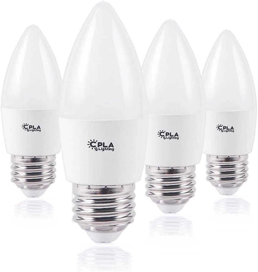 CPLA LED Chandelier Light Bulbs 50W Incandescent Light Bulbs Replacement Warm Soft White LED Candleabra Bulb E26 Medium Screw Base Decorative Candle Light Bulbs for Home Lighting Non-Dimmable, 4 Packs