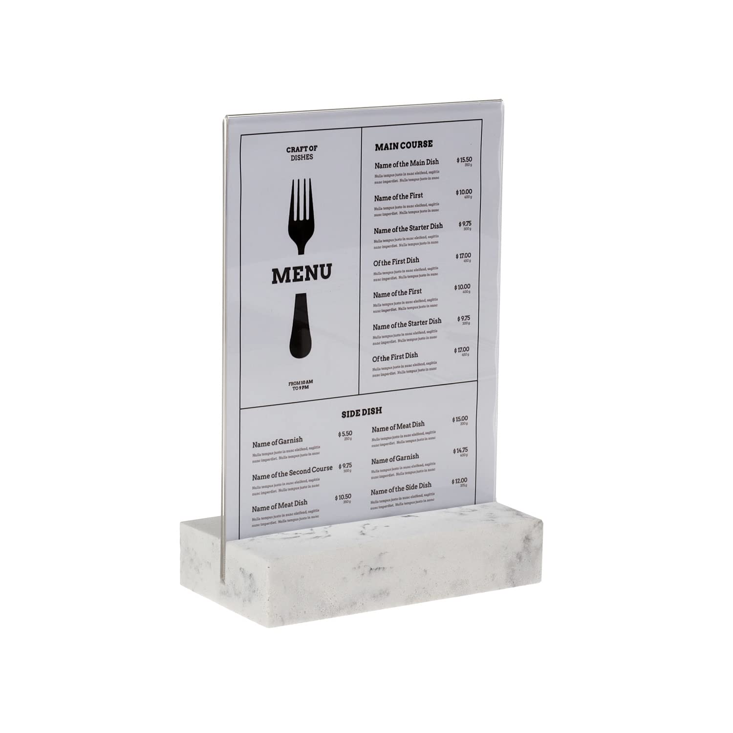 EUROPEL Sign Holder White Polystone Base Crystal Clear Acrylic A5 T Stand Two Sided Presentation Poster Menu Brochure Restaurant Hotel Conference
