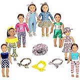 American Doll Clothes fit American 18'' Girl Dolls, 19 pcs 18 inch Doll Accessories Including 8 Complete Sets of Clothing Outfits with Hair Bands and Cap
