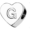 KunBead Initials A-Z Letter Alphabet Love Heart Birthday Bead Charm Compatible with Pandora Bracelet for Mom Daughter Sister Auntie Grandma Friend Granddaughter