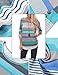 Womens Striped 3/4 Sleeve Top Blouse Casual Crew Neck Tunic Tops Shirt, Cyan Color Striped, X-Large
