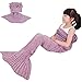 ONEPACK Mermaid Tail Crochet Blanket,Handmade Mermaid Blanket for child,Super Soft Comfortable Suitable for All Seasons Sleeping Reading Watching Working Sofa Camping Blankets(Child,56