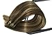 Tape in Hair Extensions Medium Brown with Strawberry Blonde Highlights Extensions Silky Straight Seamless Skin Weft Remy Real Hair Glue in Extensions 16