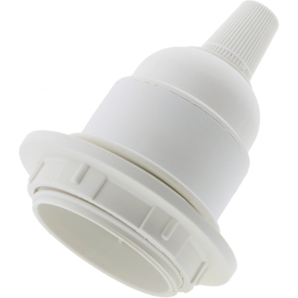 Art Deco Emporium E27 Bulb Holder with Shade Ring and Flex Grip, White