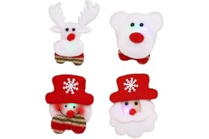 OIDIMS 4 PCS Christmas Luminous LED Brooches Pin Glowing Light Up Cute Brooch Santa Claus Elk Deer Snowman Bear Lovely Accessories Pin for Teen Girls Women Boys Xmas Holiday Party Corsage Xmas Festive