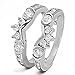 TwoBirch Sterling Silver Half Halo Prong and Channel Set Ring Guard With Cubic Zirconia (1.01 ct.)