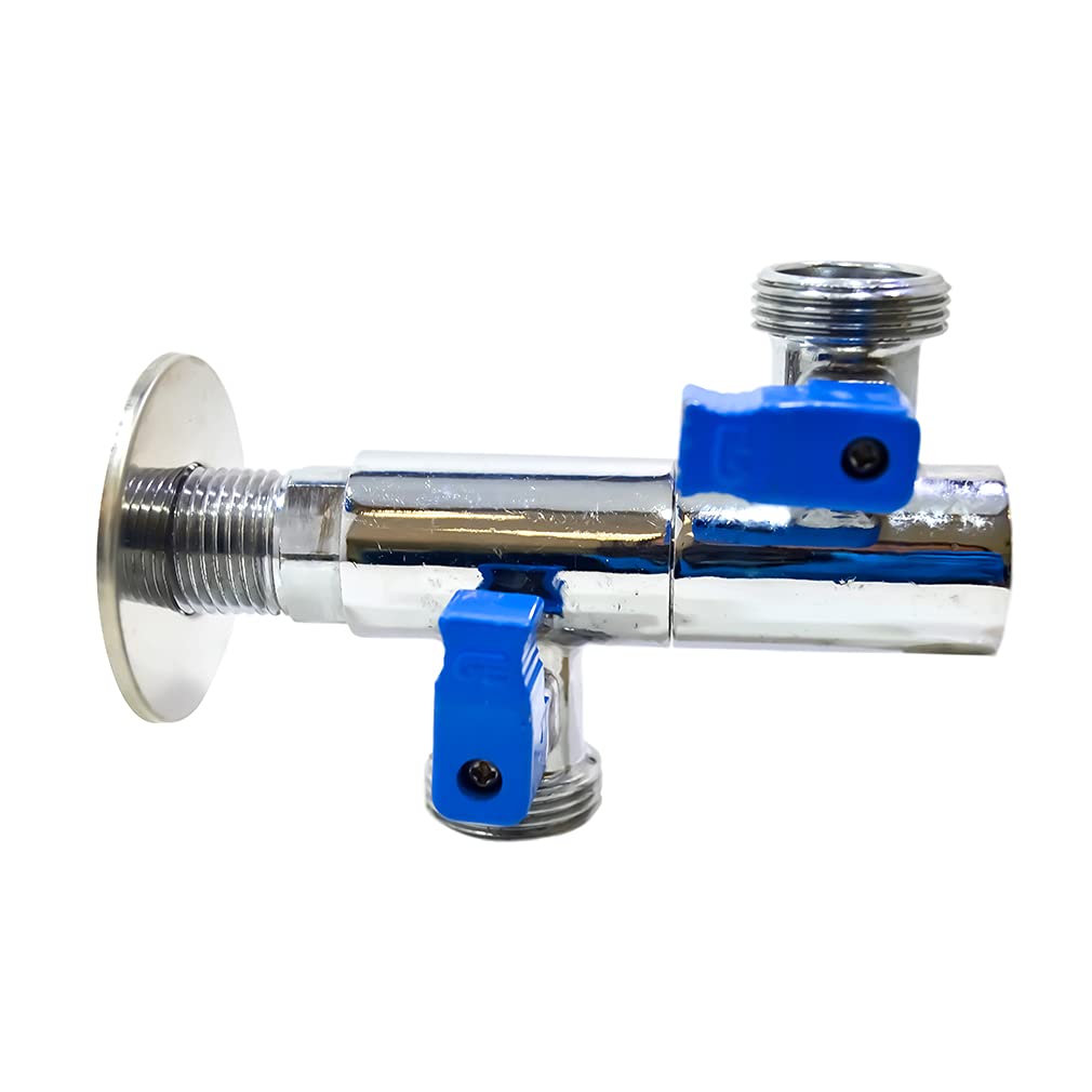 S&M 590061 1/2" Garden Tap with Two 3/4" Swivel Outlets, Silver and Blue