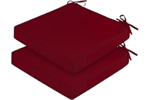 LOVTEX 19x19 Outdoor Chair Cushions Set of 2, Waterproof Patio Cushions for Outdoor Furniture with Removable Cover, Thick Outdoor Seat Cushions for Chairs with Straps and Portable Handle(Burgundy)