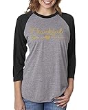 Thankful Gold Glitter Christmas Shirt Womens 3/4 Raglan Sleeve T-Shirt Top