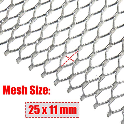 AUTOT 40 x 13 inch Car Grill Mesh Sheet, Silver Colored Aluminum Alloy