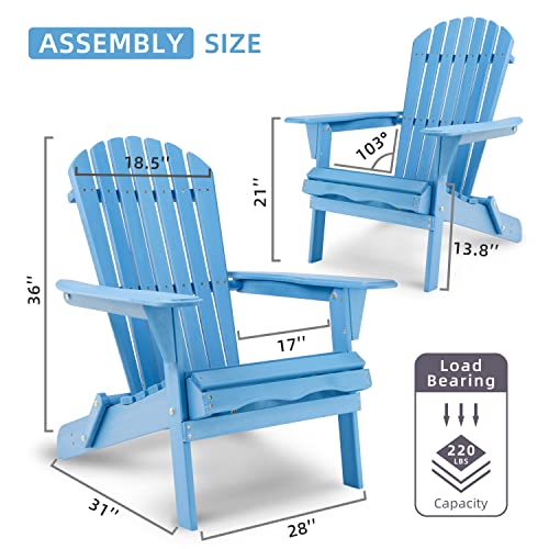 Outdoor Wooden Folding Adirondack Chair, HalfAssembled Patio Lounge