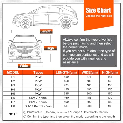 kayme Car Cover Waterproof Anti UV Dustproof Anti Wind Hail Protection Cover for SUV Cars (up to 460 cm) YM - Grey