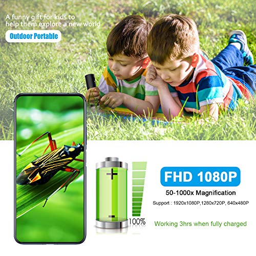 WiFi USB Mikroskop, Handgehalten Mikroskop mit 8 LEDs & Metallständer 50 to 1000X Vergrößerung Zoom Mini Endoskop kompatibel mit iPhone iPad Mac Windows Android für Kind Studenten Ingenieure