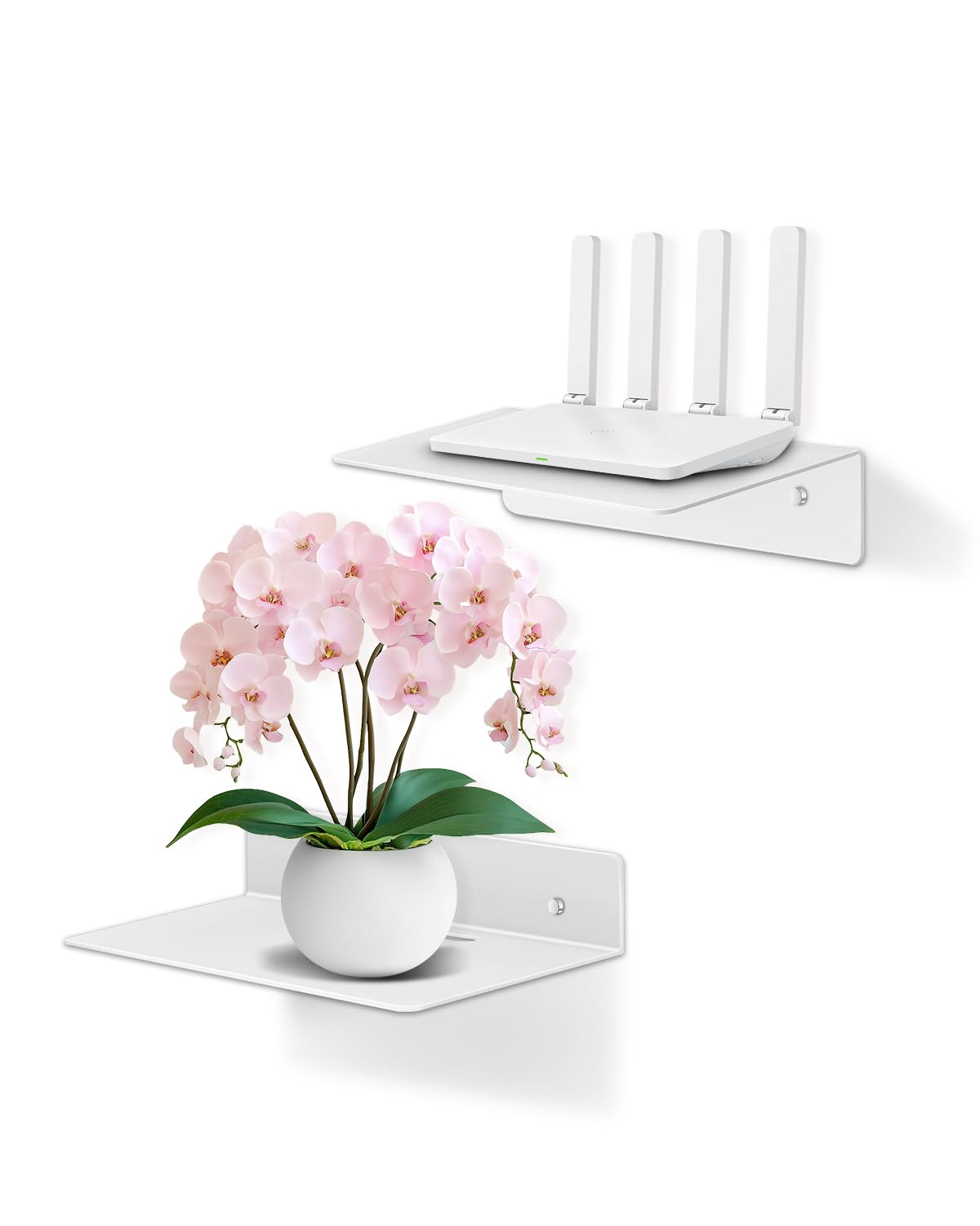 Photo 1 of eZAKKA Metal Floating Shelves, Metal Wall Shelves,for Bathroom, Display Shelves for Wall Decorative for Living Room, Bedroom, Hallway, Office, 2 Pack, White