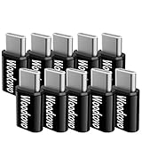 Micro USB to USB C Adapter 10 Pack Aluminum Woodcovo Converter Micro USB to Type C USB Adapter Data Syncing and Charging Converter for Samsung,MacBook,ChromeBook Pixel,Nexus (Black)