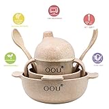 Baby Feeding Bowls - Wheat Fiber Ultimate Baby Feeding Set Baby Bowls Fork Spoon and Cup Perfect To Go Storage FDA Approved BPA Free CPC Certified