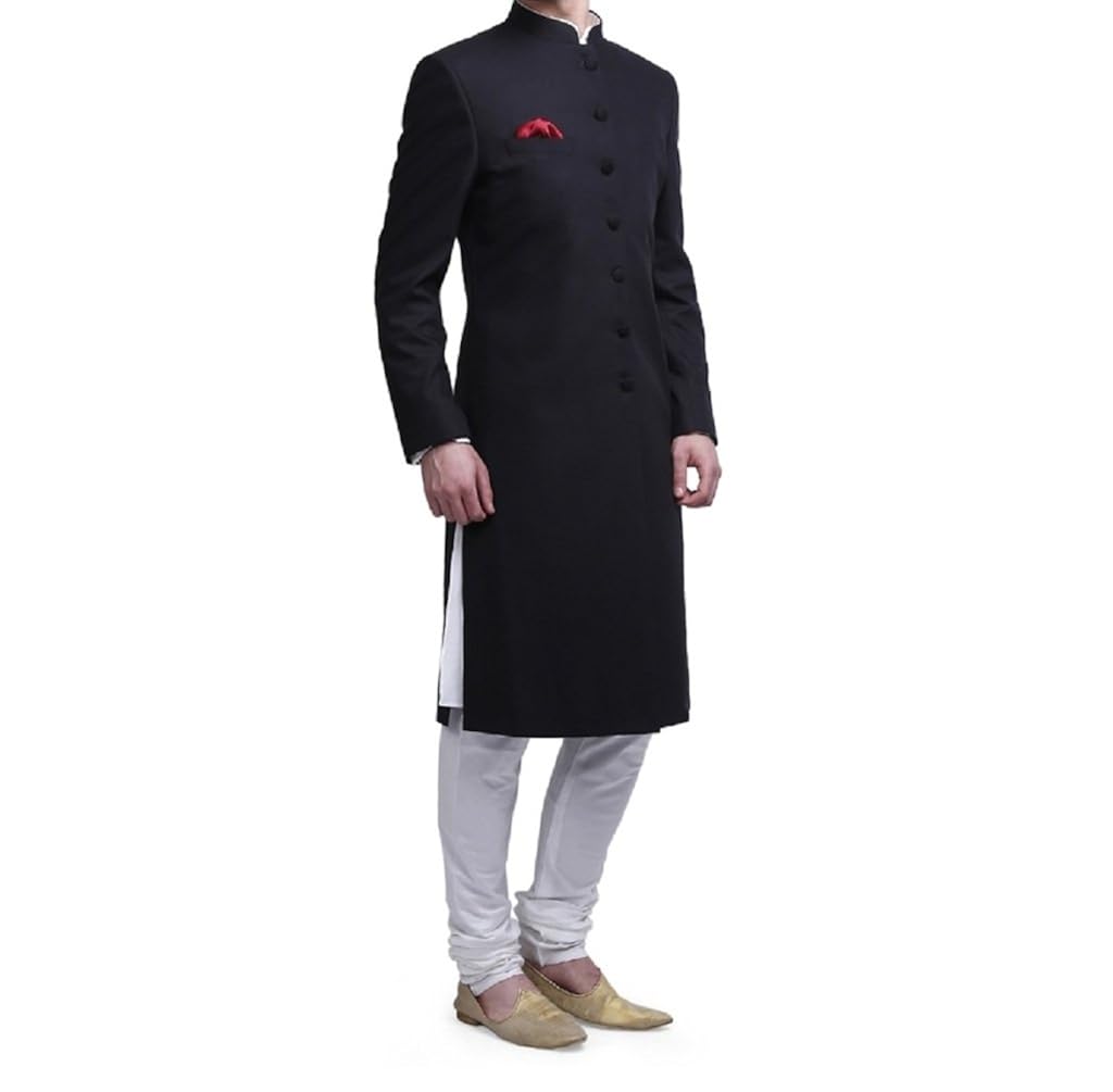 royal kurta men's suiting blend kneelong solid nehru sherwani