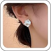 Sttiafay Boho Enamel Flower Earrings White Camellia Flower Earrings Gold Flower Stud Earrings Vintage Tiny Floral Earrings Jewelry for Women