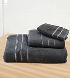Cariloha Crazy Soft Bamboo 3 Piece Towel Set - Odor Resistant - Moisture Wicking (Graphite)