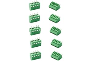 LAGOGIA 150V 6A 2.54mm/ 0.1inch Pitch 5 Pin PCB Mount Screw Type Terminal Block Connector, Pack of 10
