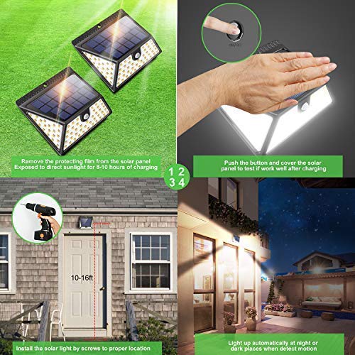 Solar Motion Sensor Lights Outdoor, Luposwiten 82 LED Bright Solar Powered Outdoor Security Wall Lights with 270° Wide Angle for Yard Fence Garden Garage-2 Pack