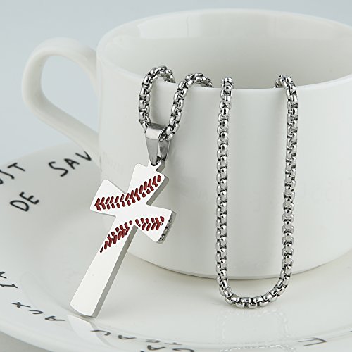 Baseball Cross Pendant, I CAN DO All Things Strength Bible Verse