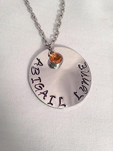 Personalized Birthstone Hand Stamped Name Necklace