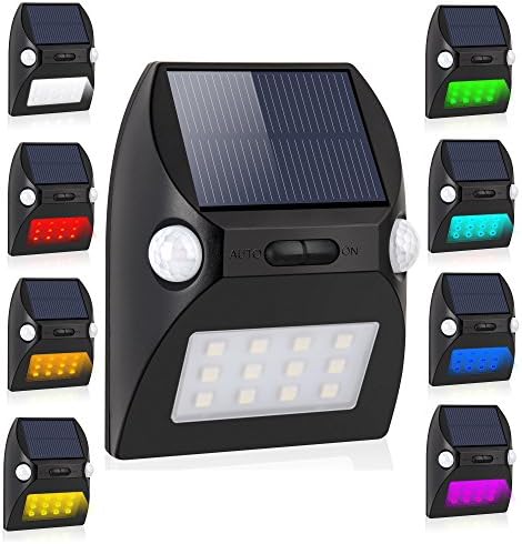 Motion Sensor Solar Light Wireless of Smarthing with 7 Color/2 Sensor/180°Range/3 Mode/12 LED for Lawn,Wall,Fence,Courtyard,Corridor,Patio Yard,Path Pathway,Outdoor(Waterproof,1 Pack)