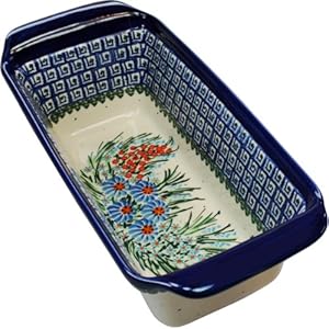 Polish Pottery Ceramika Boleslawiec 1207/169 Bread Meatloaf Baker, Royal Blue Patterns