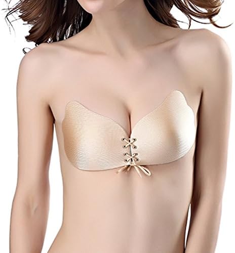 KACASUN Push Up Self Adhesive Silicone Bra - Invisible Strapless Bra with Drawstring for Women (Cup C, Nude-2)